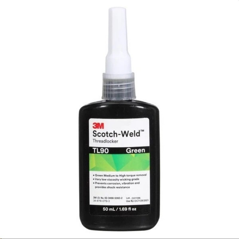 3M SCOTCH-WELD THREADLOCKER TL90 GREEN, 50 ML BOTTLE