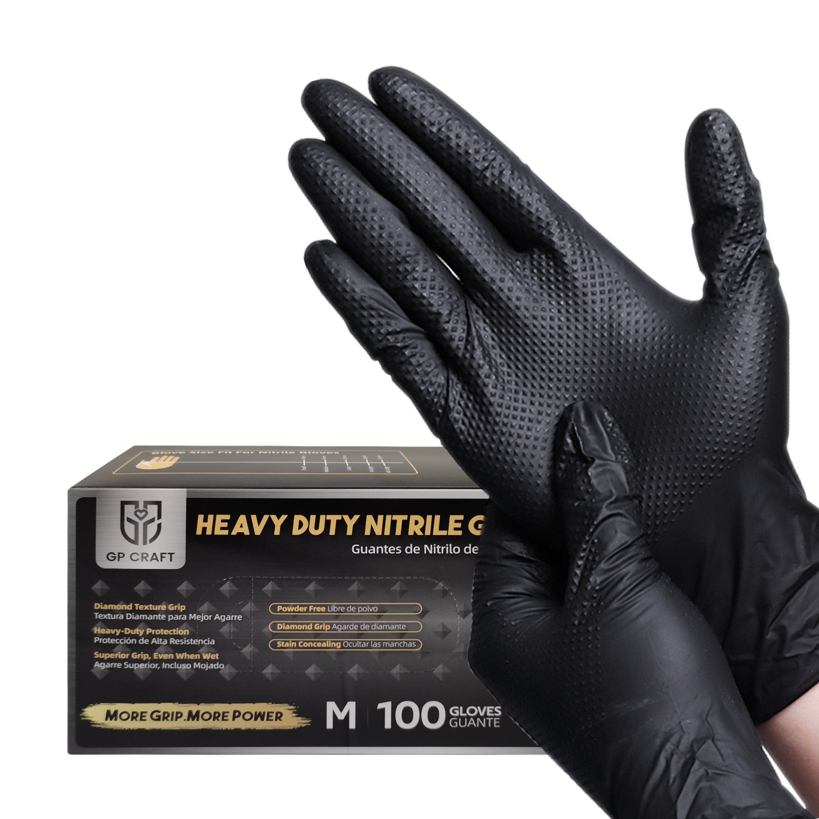 100Pcs 8Mil Heavy Duty Nitrile Gloves, Diamond Grip, Orange Latex &Powder Free
