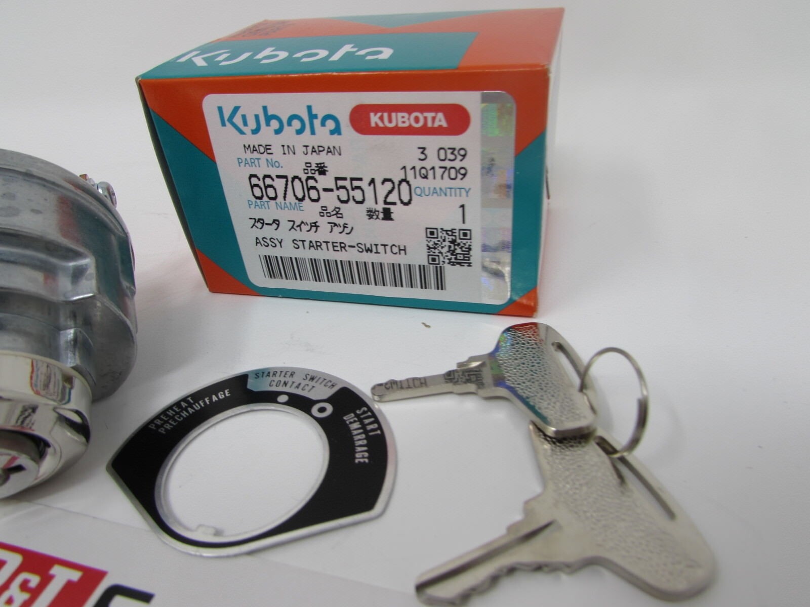 1 NEW GENUINE KUBOTA IGNITION KEY SWITCH W/ KEYS PART # 66706-55120