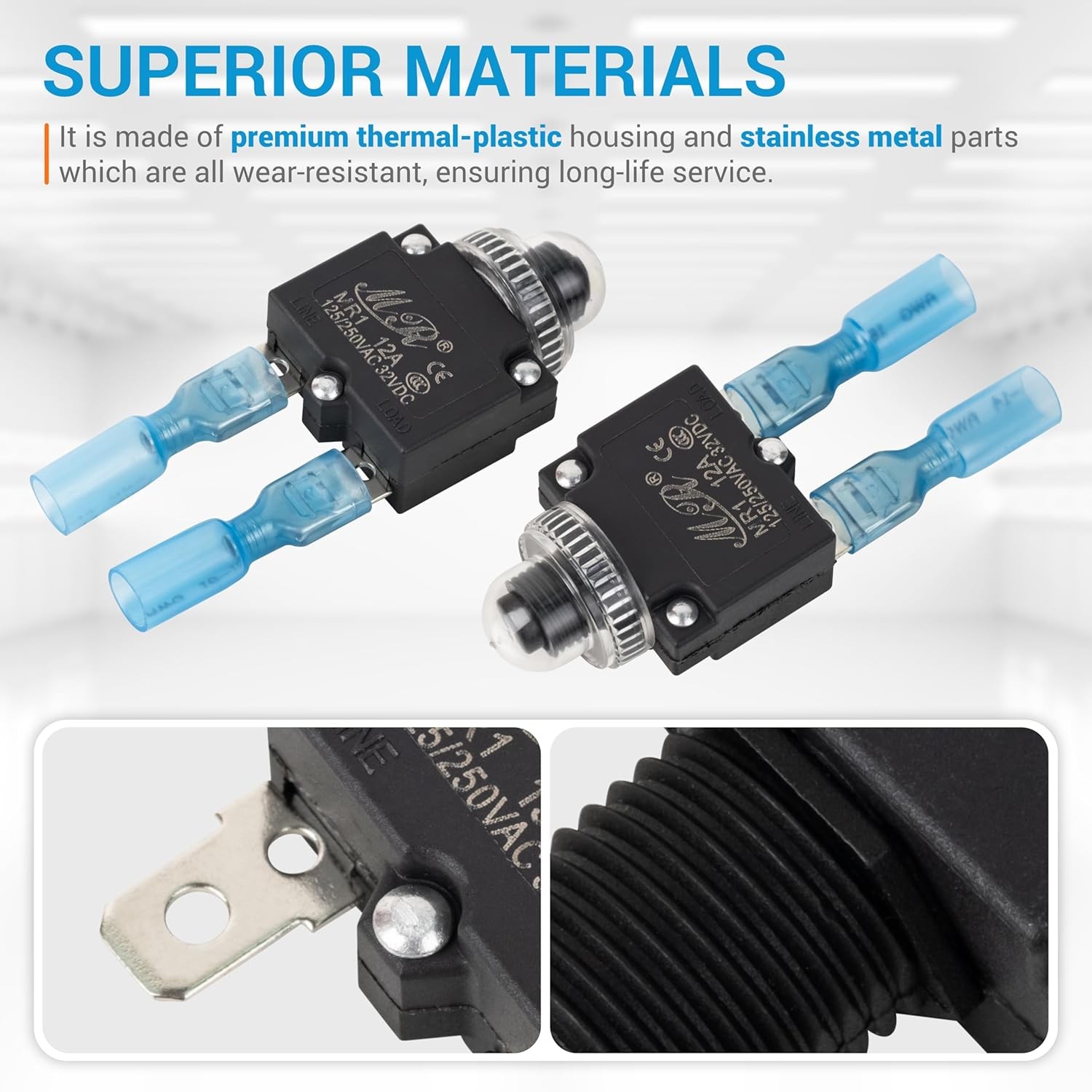 5 Packs 12Amp Thermal Circuit Breaker 125/250V AC 32V DC – Overload Protector…
