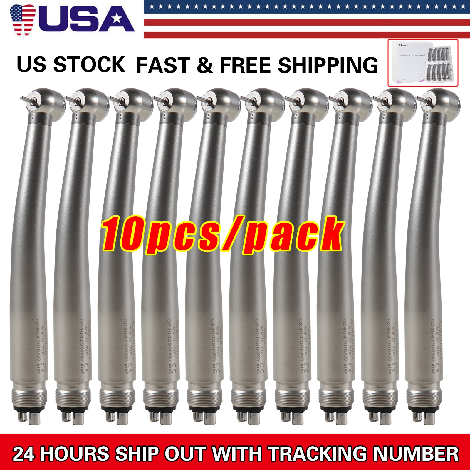 10pcs/1Pack Dental high speed handpiece 4HOLE