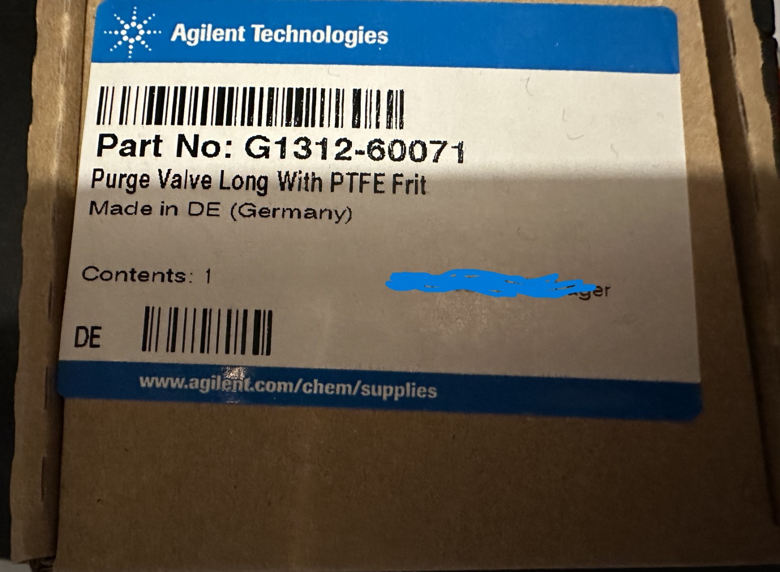 Brand NEW – Agilent – G1312-60071 – Purge Value Long With PTFE Frit