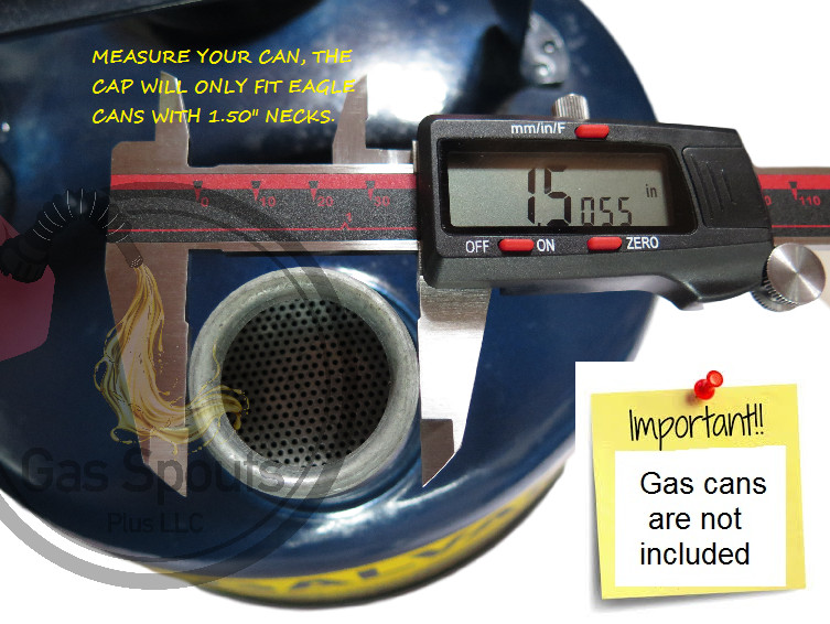 2pk EAGLE Rugged Gas Spout (high flow) w/ Metal Cap 1.50″ +2 Closed Storage caps