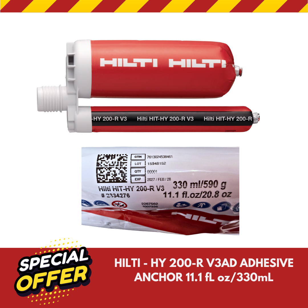 HILTI HIT-HY 200-R V3 ADHESIVE ANCHOR 11.1 fl oz/330ml #2334276 EXP. April 2025