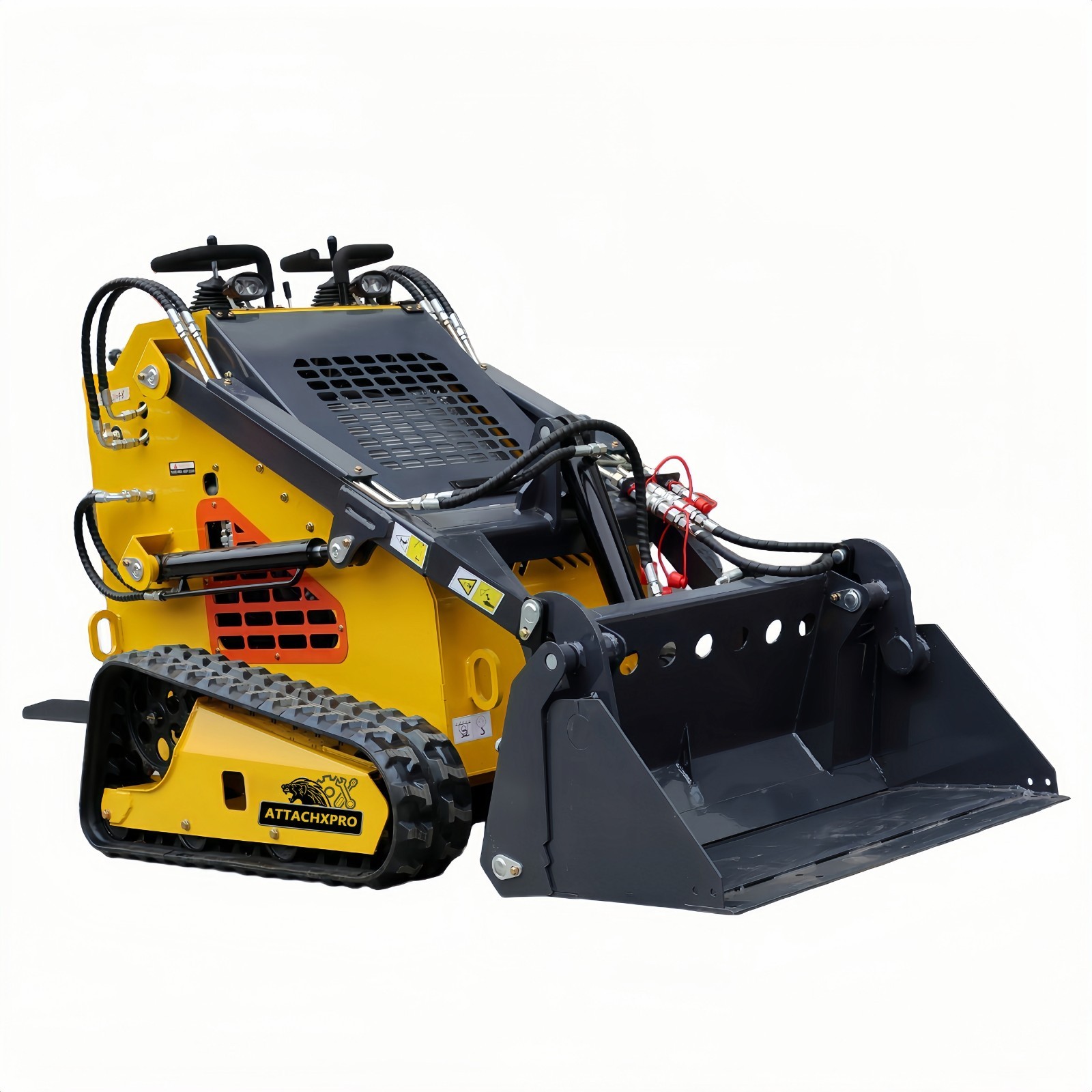 24HP Mini Skid Steer Loader 4in1 Bucket 3-Stage Pump Hydraulic System W/Forklift