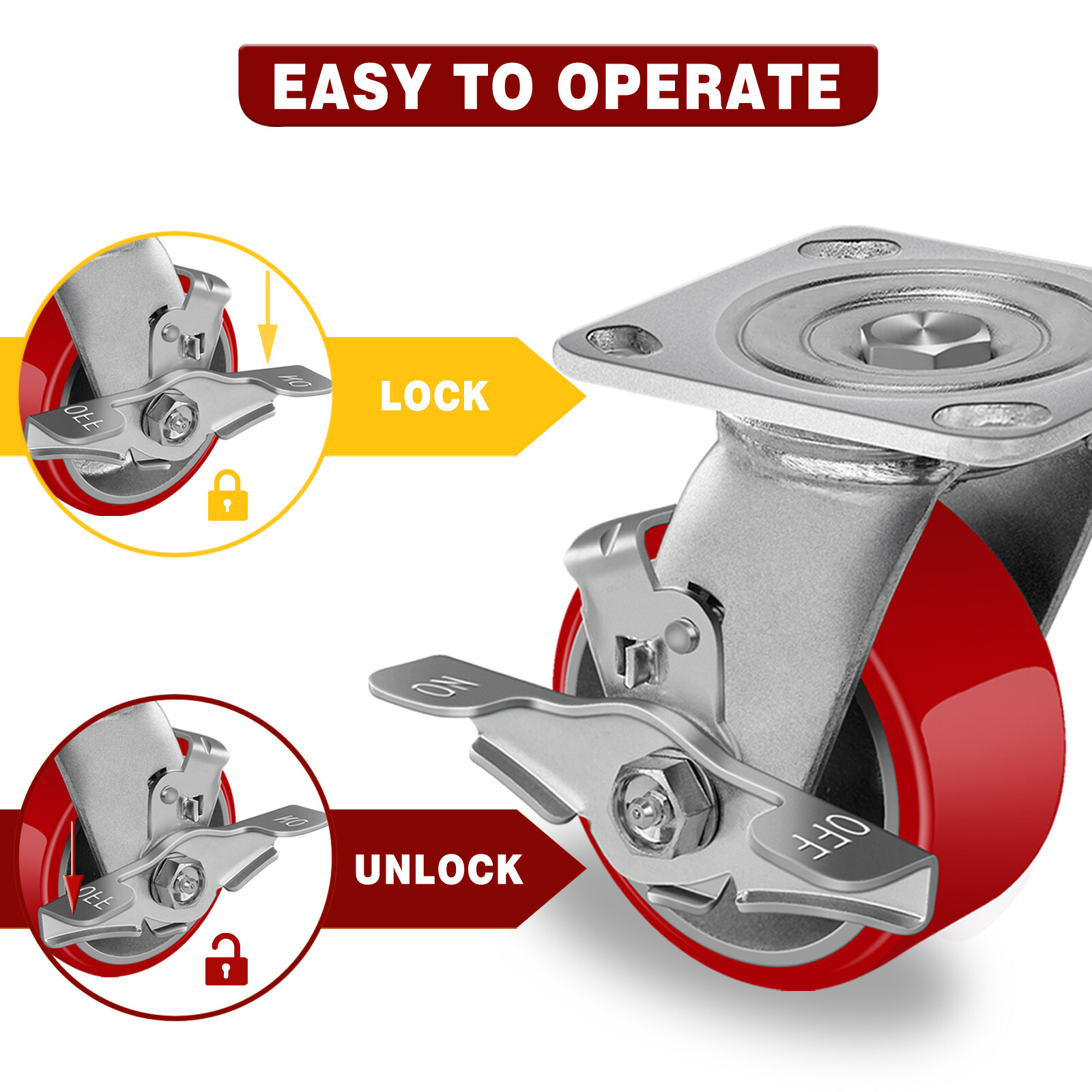 4 Inch Caster Wheels Heavy Duty,Capacity800-3200LB