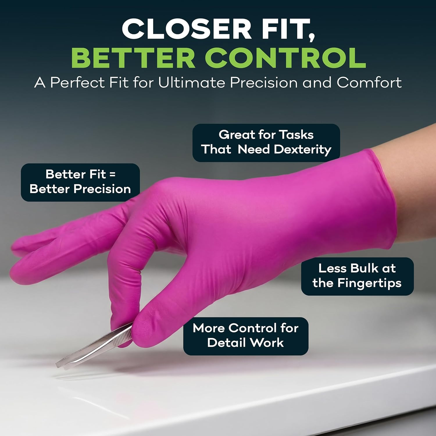Fifthpulse Fuchsia Hot Pink Nitrile Disposable Gloves -3 Mil Medical Exam Nitril