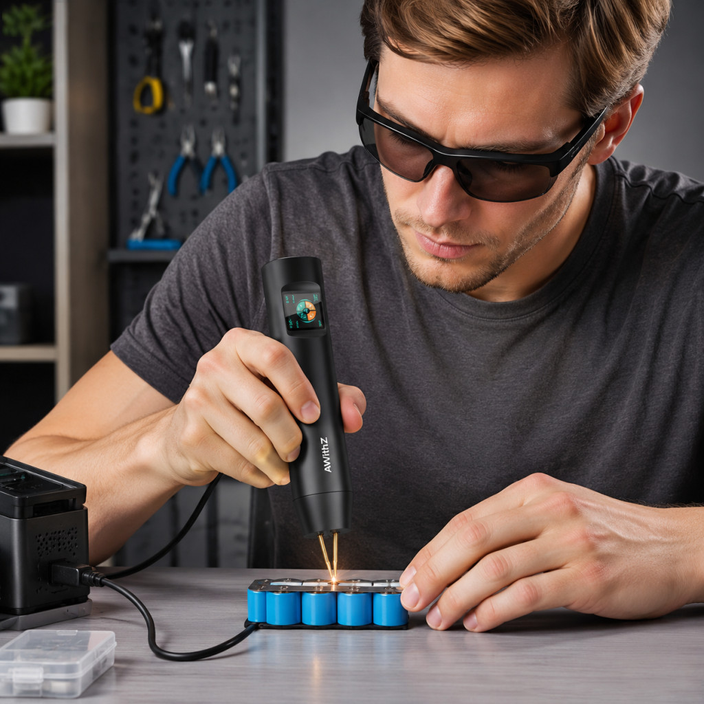 AWithZ Handheld Spot Welder 11/90 Gears Auto/Manual for 18650 Battery DIY Tool