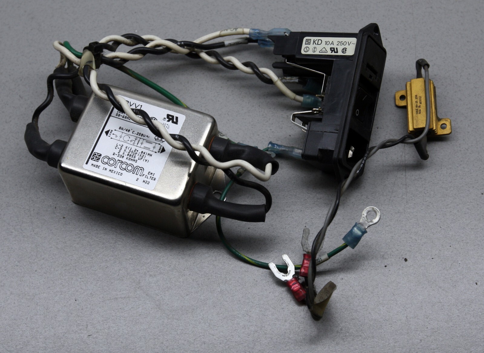 Gerber Edge 2 II EMI Filter F7252 Resistor Dale RH-25 Power Plug Fuses & Switch