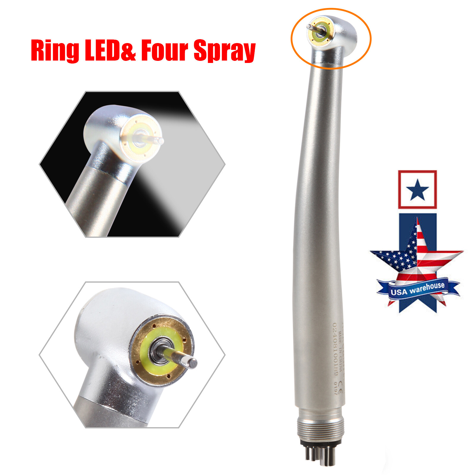NSK Style Dental Ring LED High Speed Handpiece Shadowless E-Generator Turbine 4H