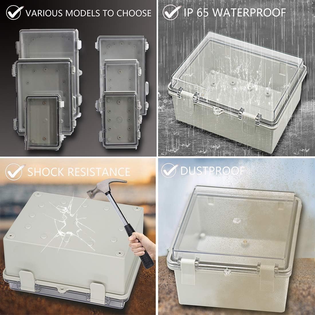 Junction Box ABS Plastic Dustproof Waterproof Electrical Boxes Hinged Shell …
