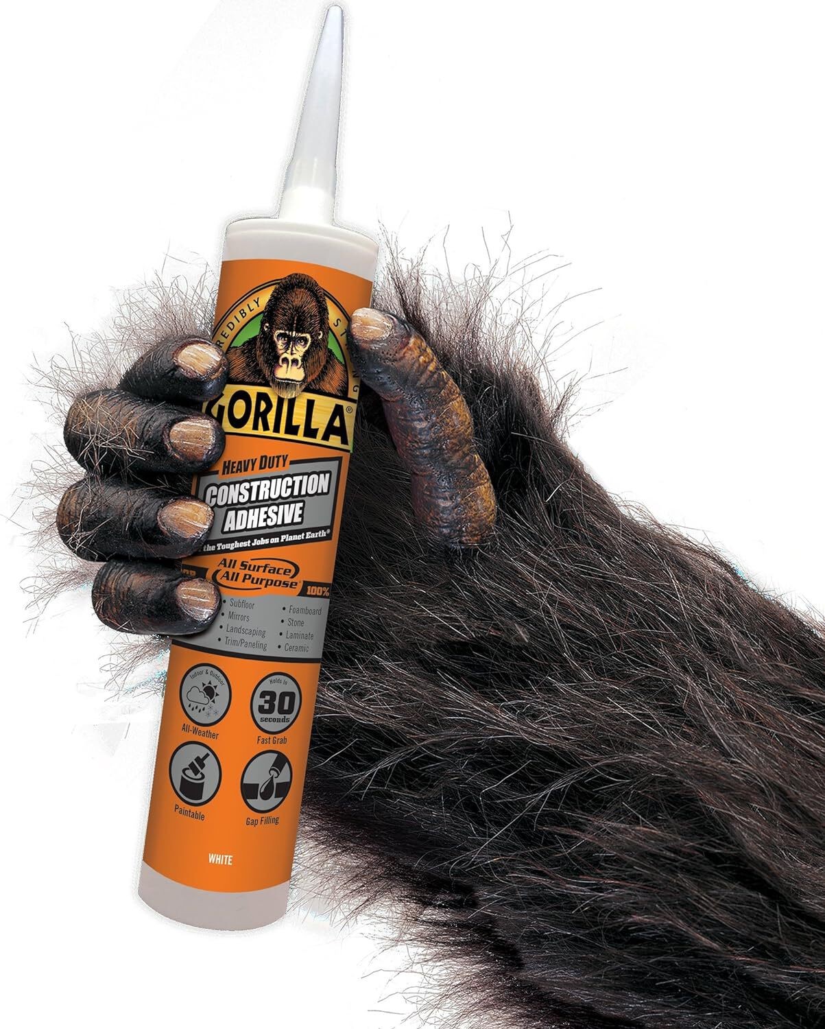 Gorilla Heavy Duty Construction Adhesive 12 Pack Case 9oz Tube Waterproof White