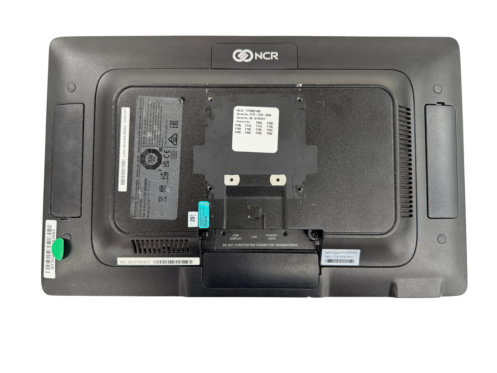 NCR CX7 7772-1516-2000 15″ TOUCHSCREEN POS Terminal Display i5-8500T 16GB 240GB