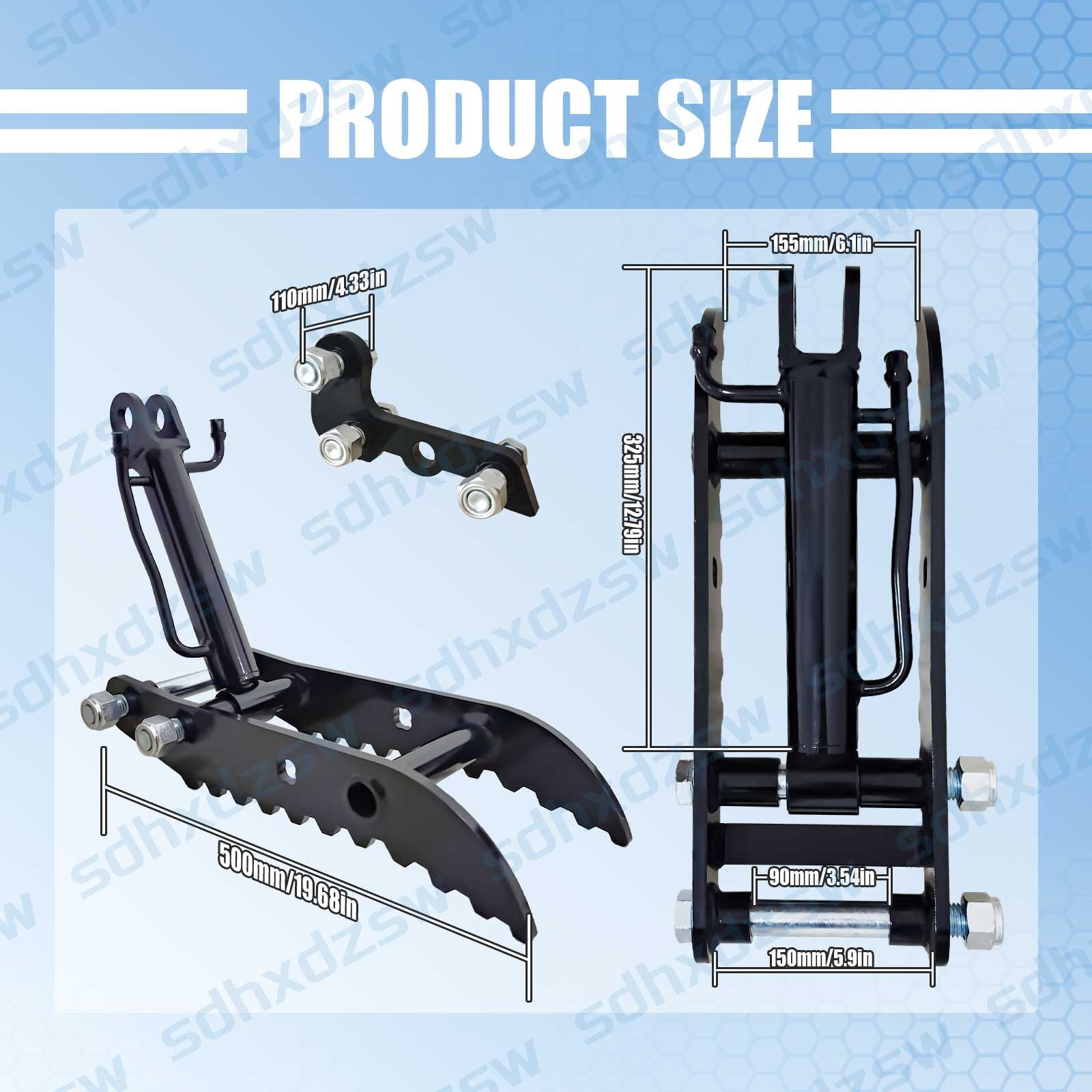 L-Shaped Bracket Hydraulic Thumb Clip For Mini Excavators Attachments 3-Holes