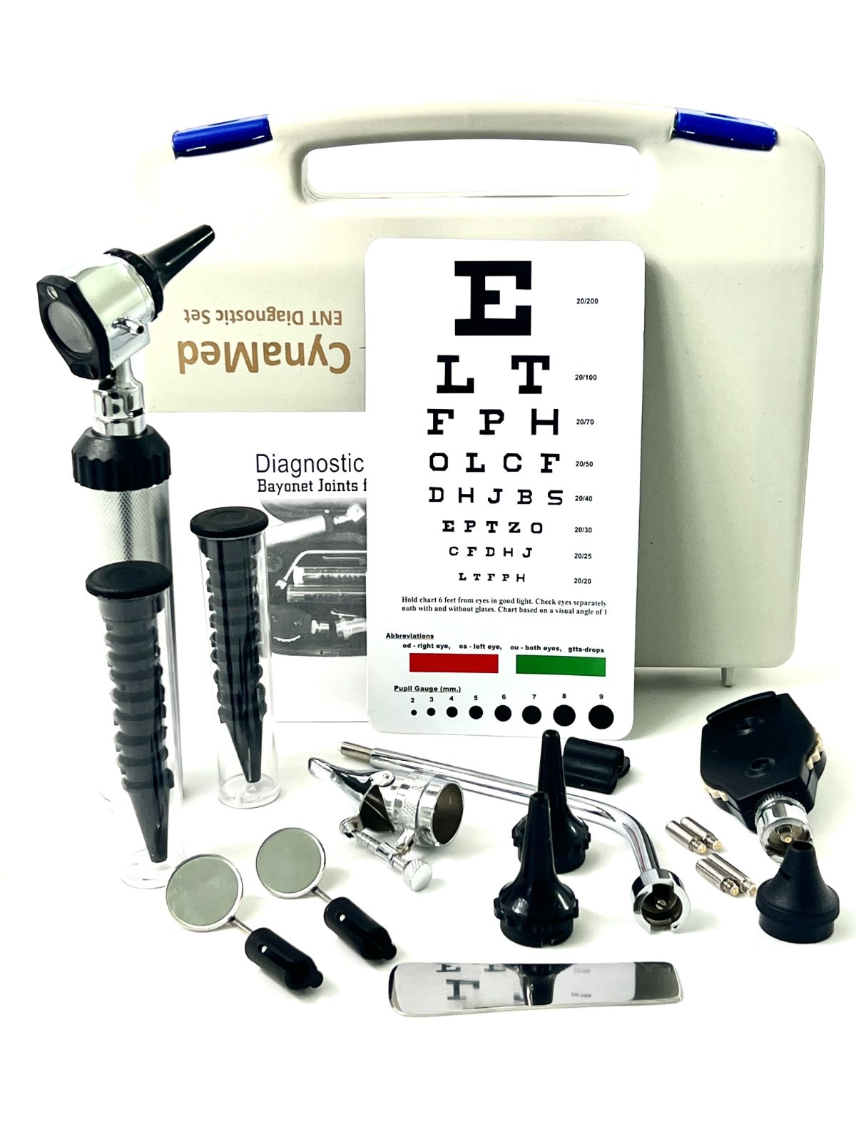 NEW Professional Physician OPHTHALMOSCOPE OTOSCOPE DIAGNOSTIC SET + 4 FREE BULBS