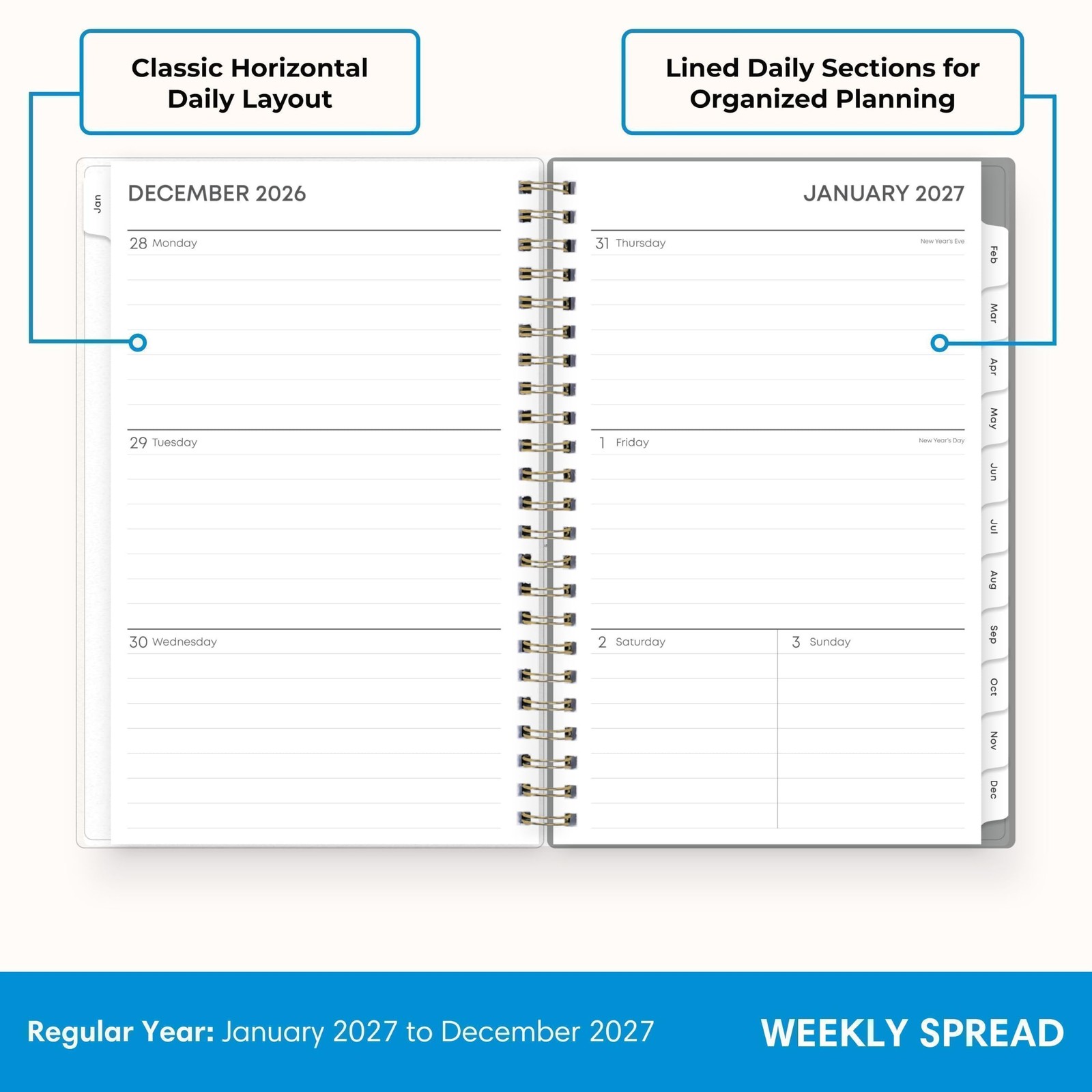 2027 Weekly and Monthly Planner Calendar, January 2027 – December 2027, 5″ X 8″,
