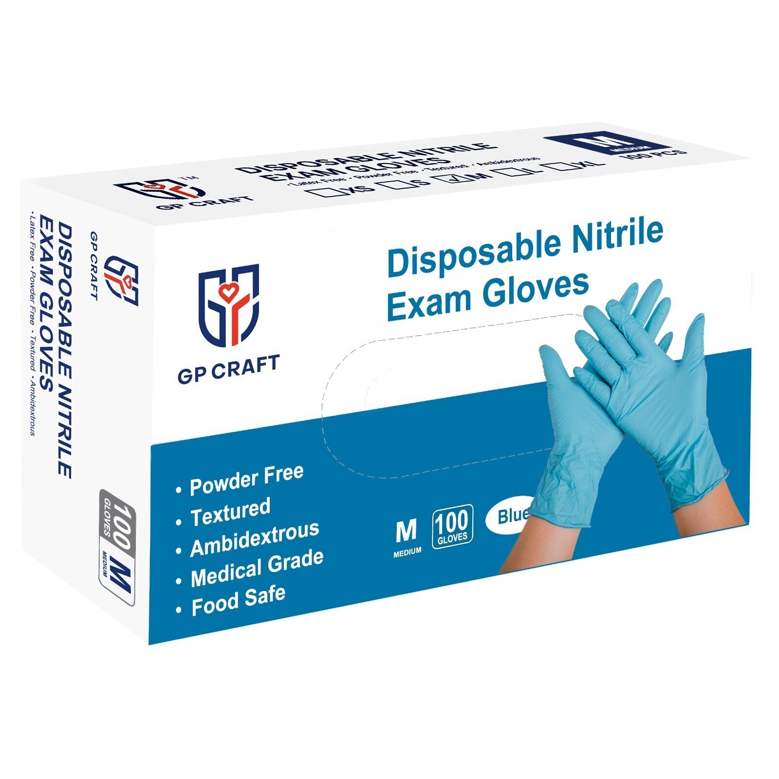 GP Craft Blue Nitrile Gloves Small 4 Mil Latex-Free Disposable 1000 Count