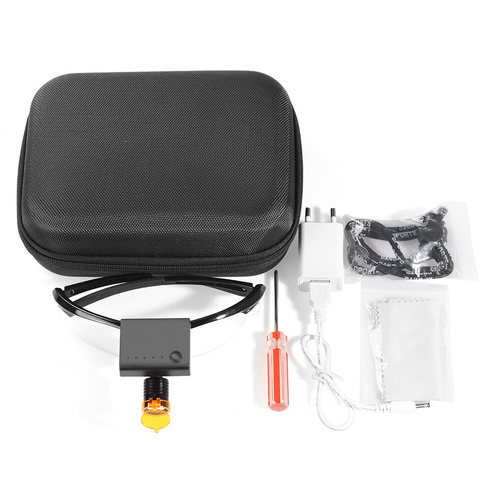 Dental Medical 3W LED Wireless Head Light with Filter & Glasses 2 in 1 Black USA