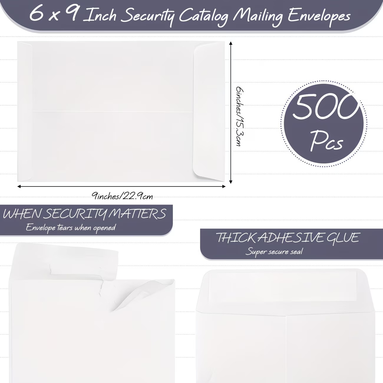 Quality 6×9 IN Security Envelopes,Self-Sealing, White (10 Count)