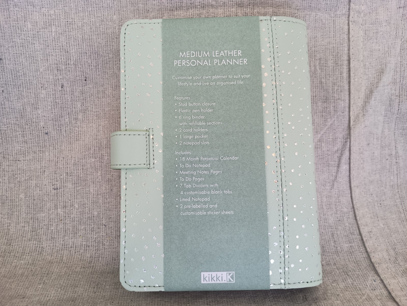NIB Kikki K Teal Green Silver Leather Personal Planner Notebook Calendar