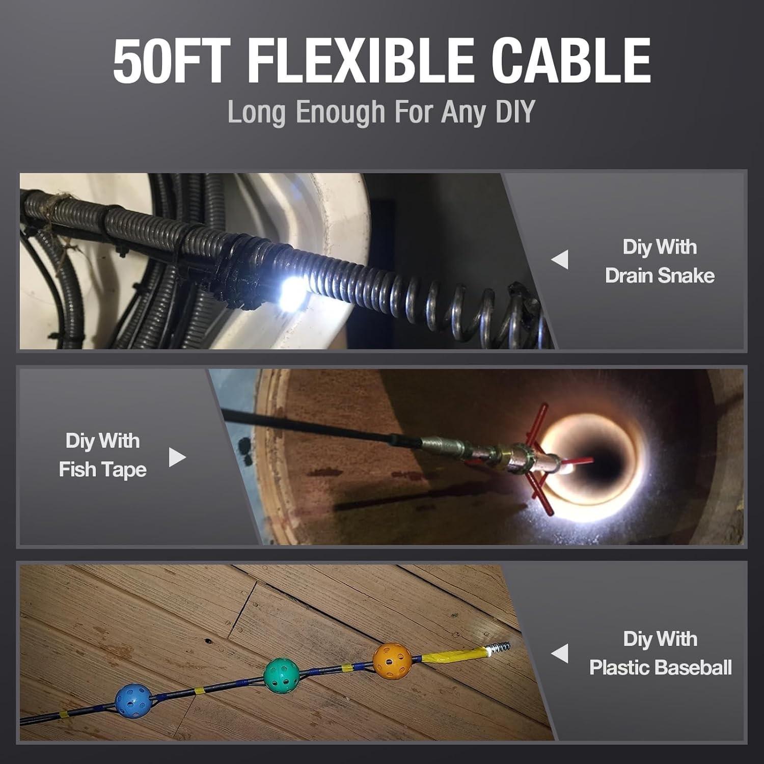 10FT / 50FT USB C Endoscope Camera Compatible with iPhone 15/16, Android Phone