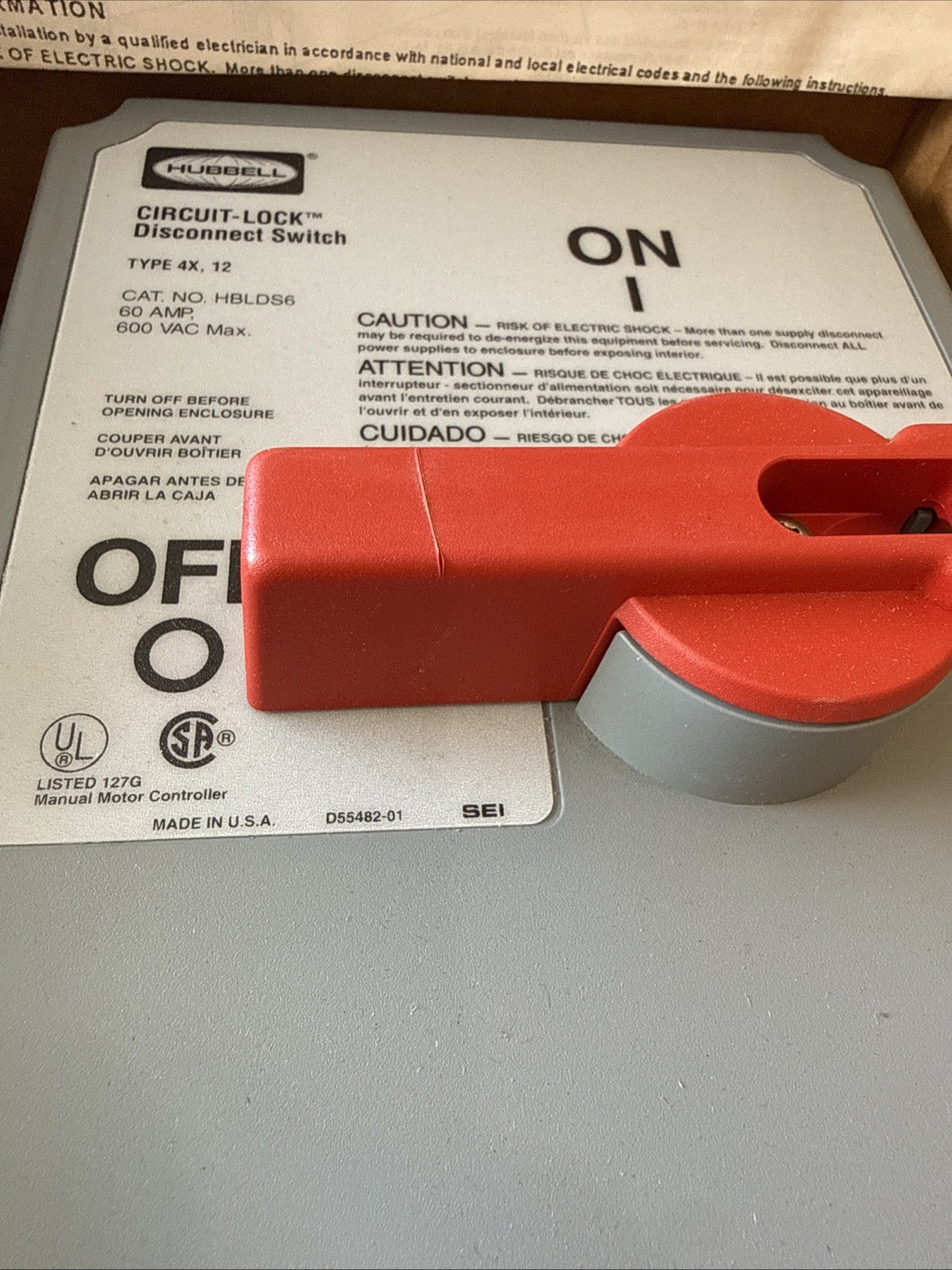 HBLDS6 Hubbell disconnect switch New Open Box Old Warehouse Stock