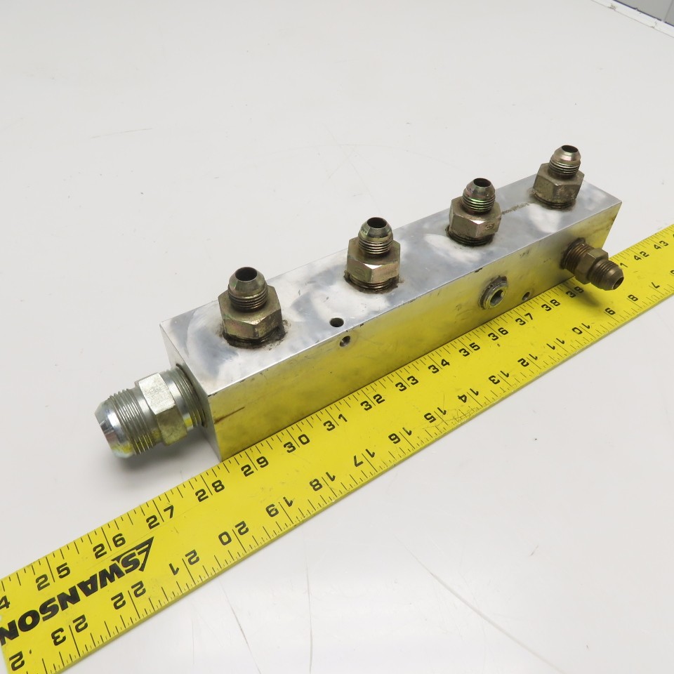 8 Port 90° Aluminum Hydraulic Fluid Manifold Block