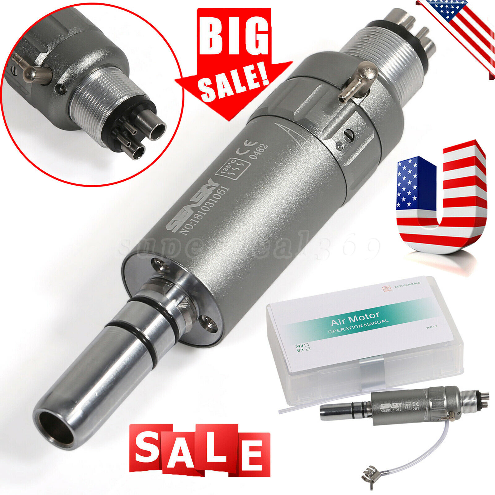 1-10* NSK Style Dental Slow Low Speed Air Motor Handpiece 2/4 Holes E-type B2/M4