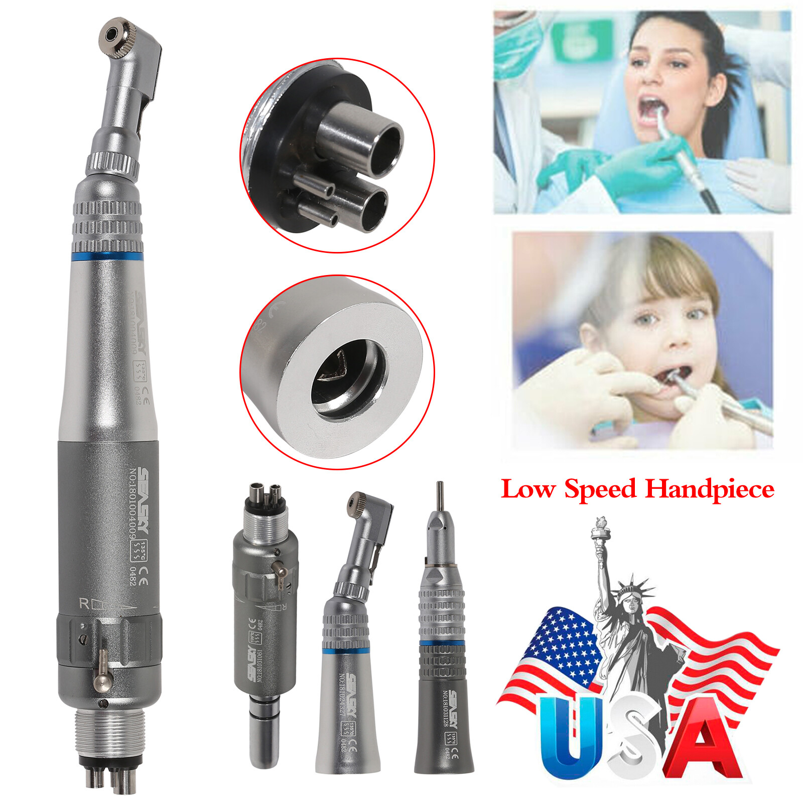 NSK Style Dental High Low Speed Handpiece LED / No LED E-type Push Buttobn FG/RA