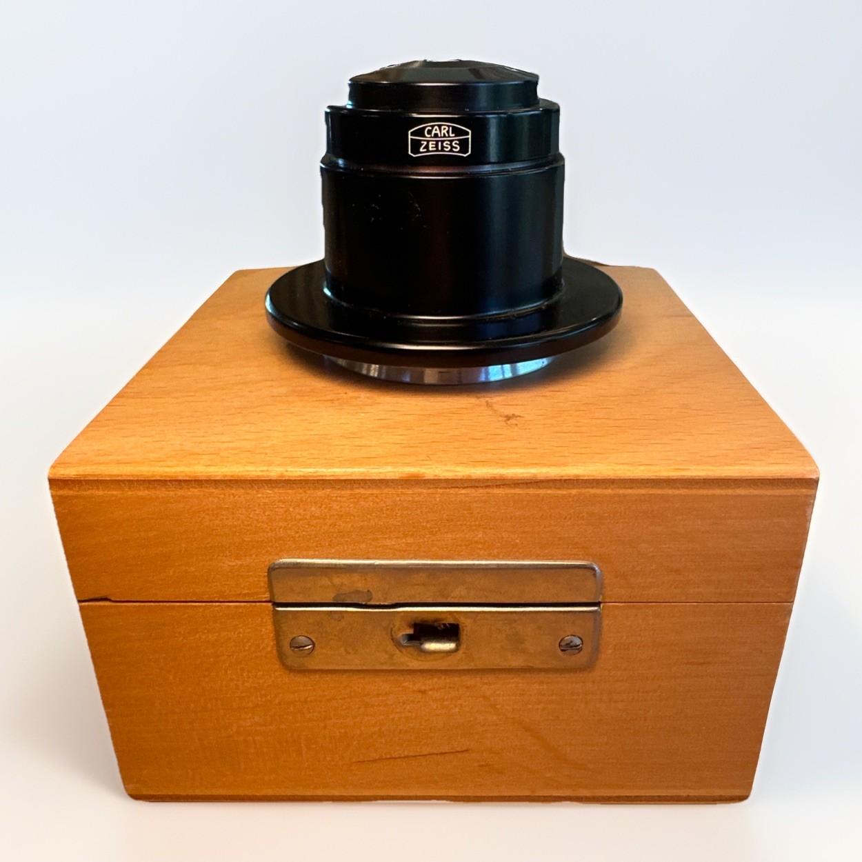 Zeiss Carl Microscope Darkfield Condenser 1.2/1.4 Wood Case Germany #4682185