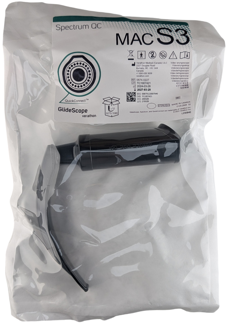 Verathon GlideScope Spectrum QC MAC S3 0574-0227 Single Use Blade