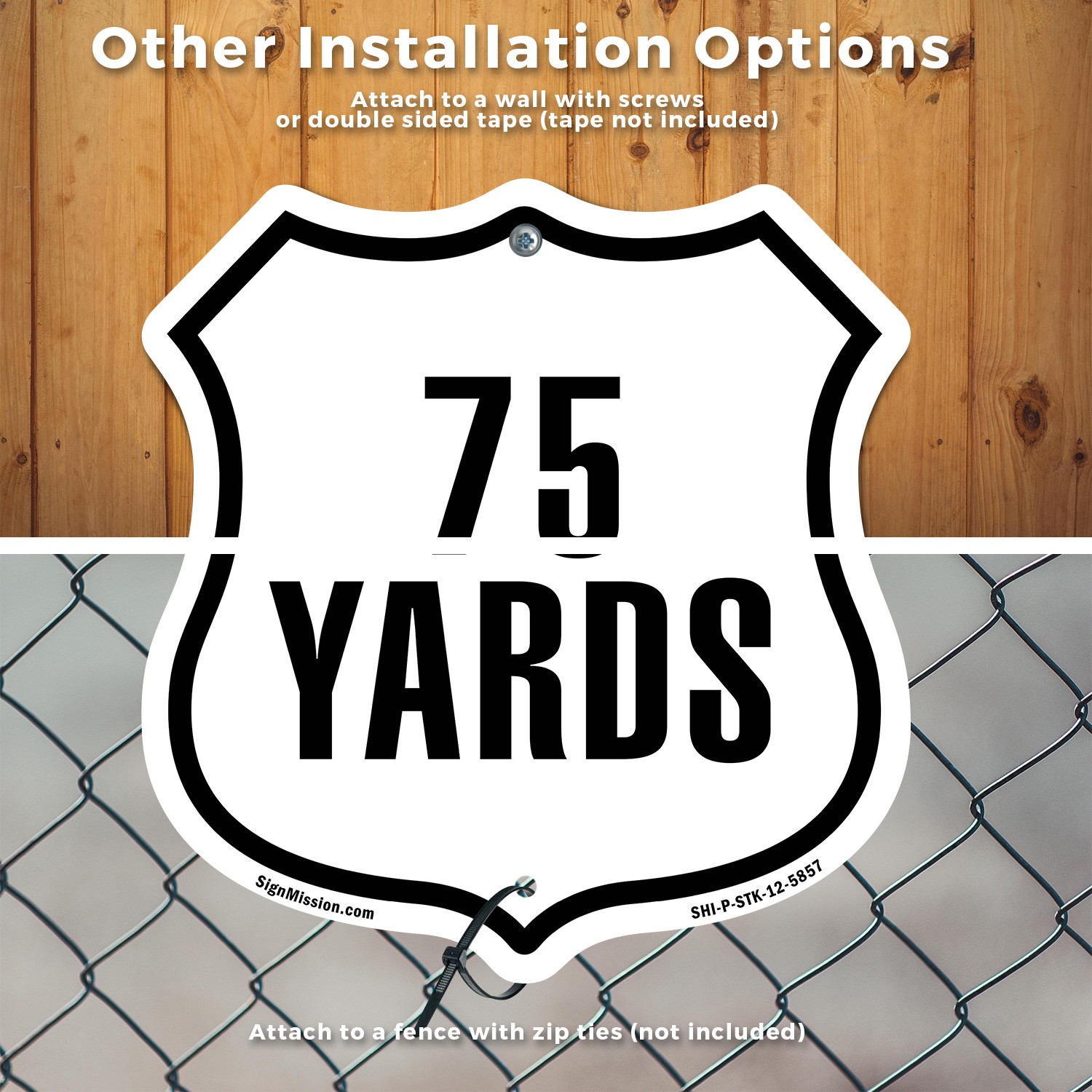 75 Yards Golf Course Running Race 5k Shield Shaped Sign With Stake