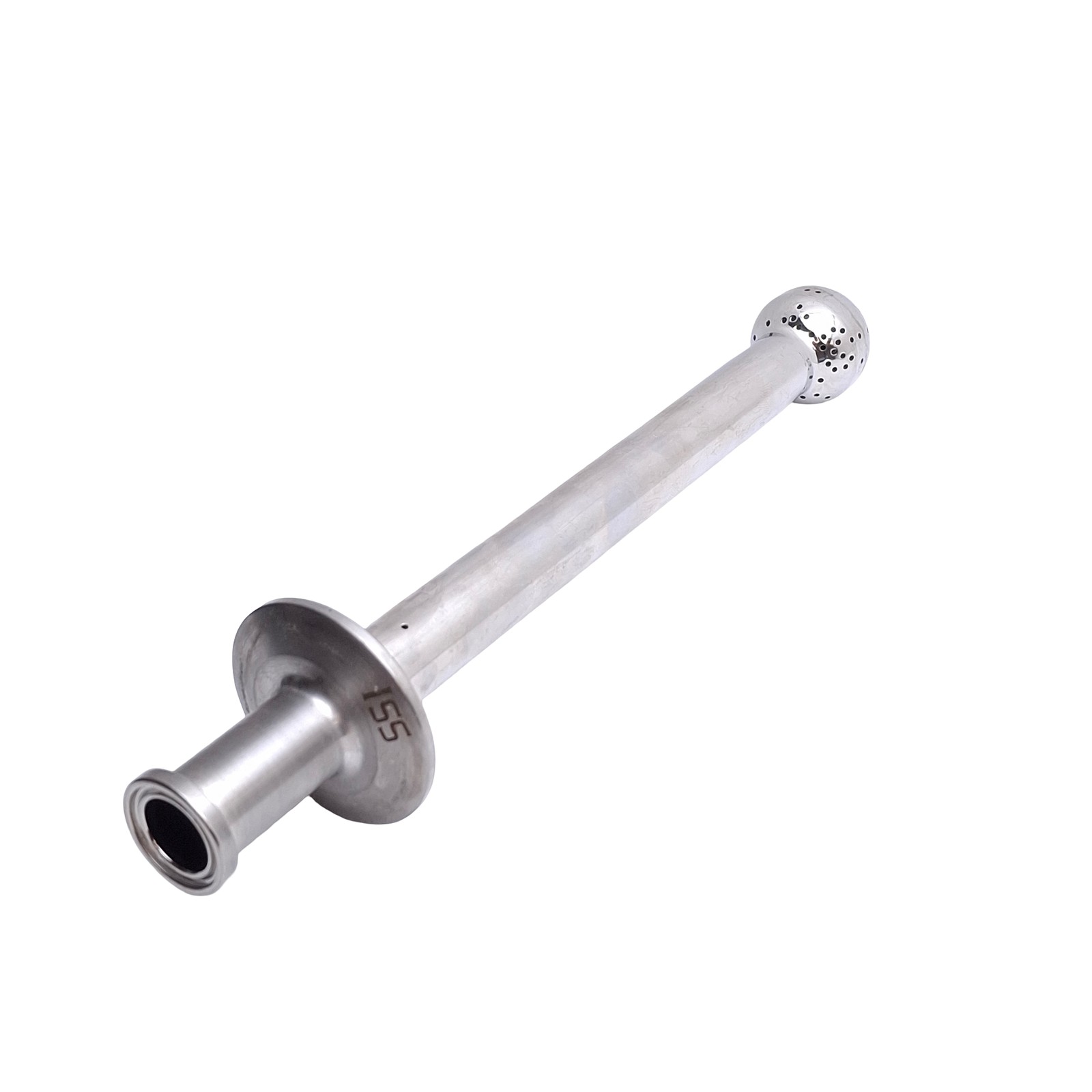 ISS Sanitary Supply Tube With Spray Ball, 1/2in Tri-Clamp 8.12in Internal Length