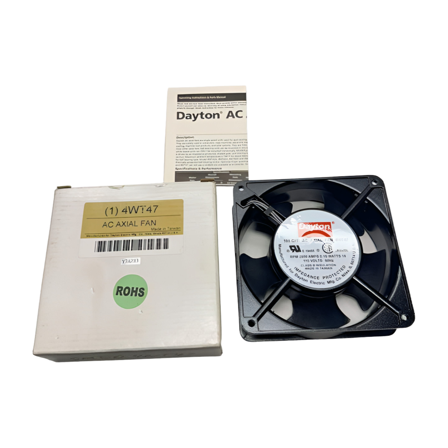Dayton 4WT47 AC AXIAL Fan 105 CFM, 115V, 60Hz, 0.18A, 18W, 2900RPM