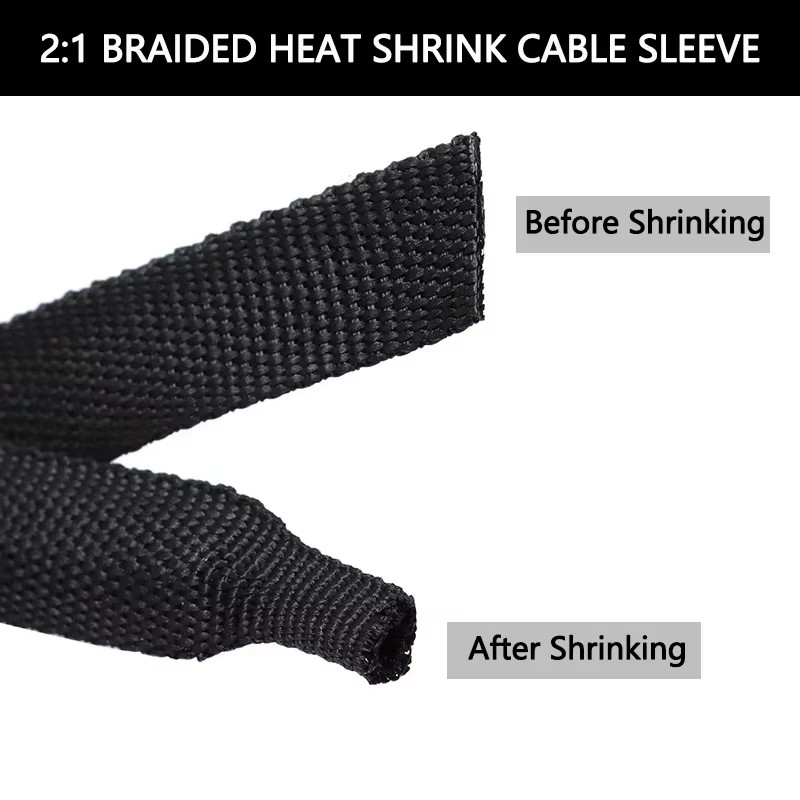 1~50M Braided Cable Sleeve Diameter 4~30Mm PET Heat Shrink Tube Insulation Flam