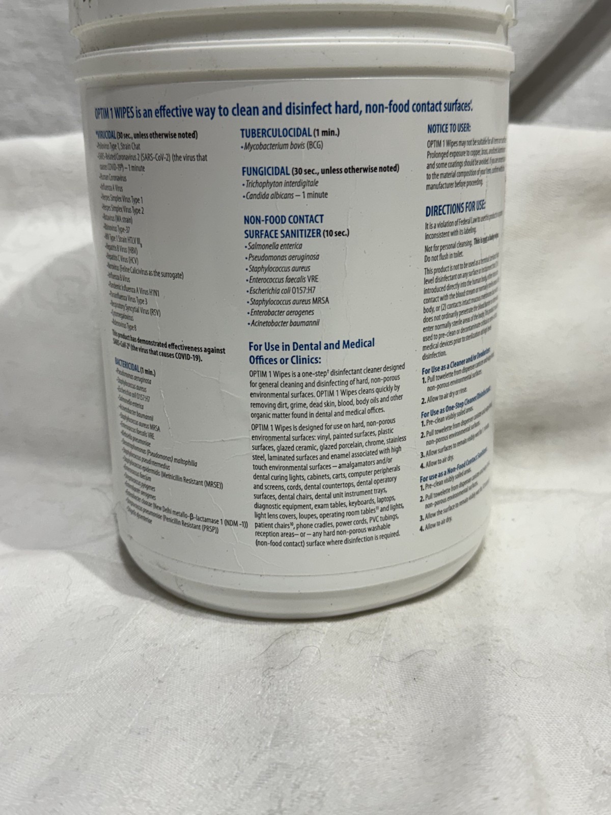 Scican OPT1-W12 Optim1 Wipes Disinfectant Surface Wipes Unscented SCI33W12 160Pk