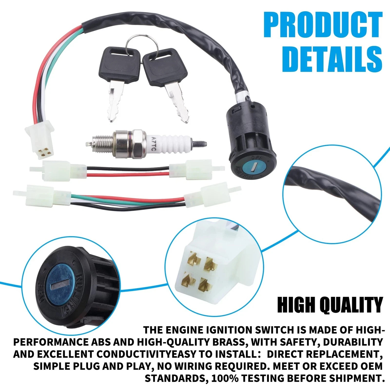 4 Pin Ignition Key Switch 4 Wire for 50cc 70cc 90cc 110cc 125cc Quad ATV Dirt…