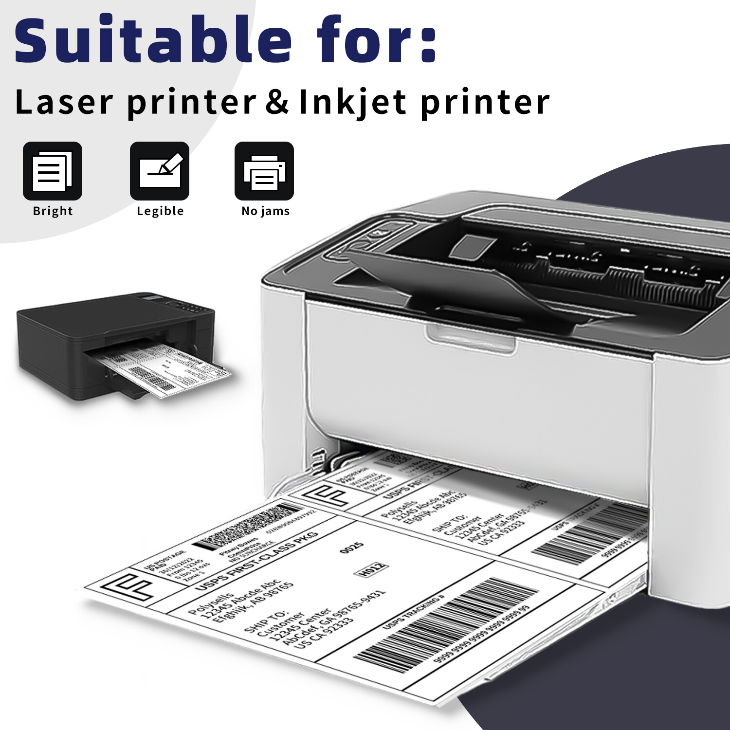 Shipping Labels 8.5×5.5 half sheet Self Adhesive 2 Per Sheet POLYSELLS 2UP