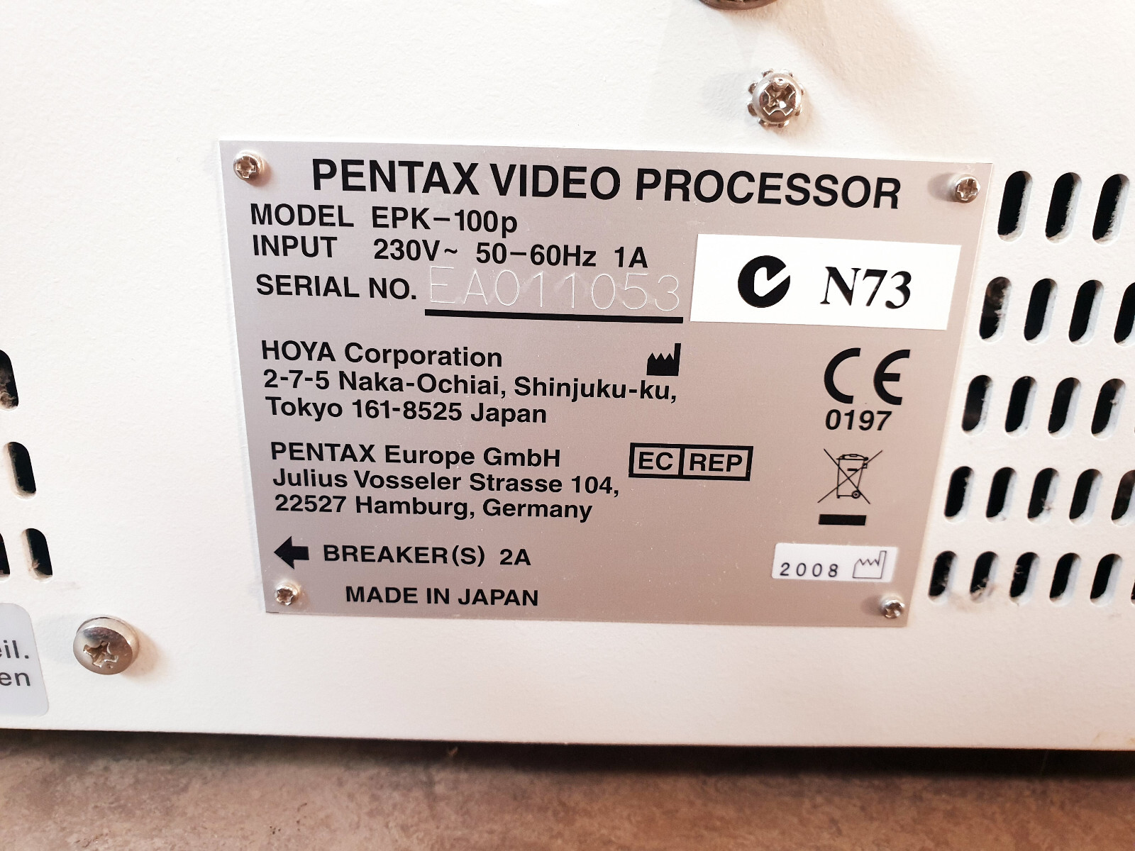 Pentax EPK-1000 EPK1000 EPK 1000 Video Processor with Keyboard
