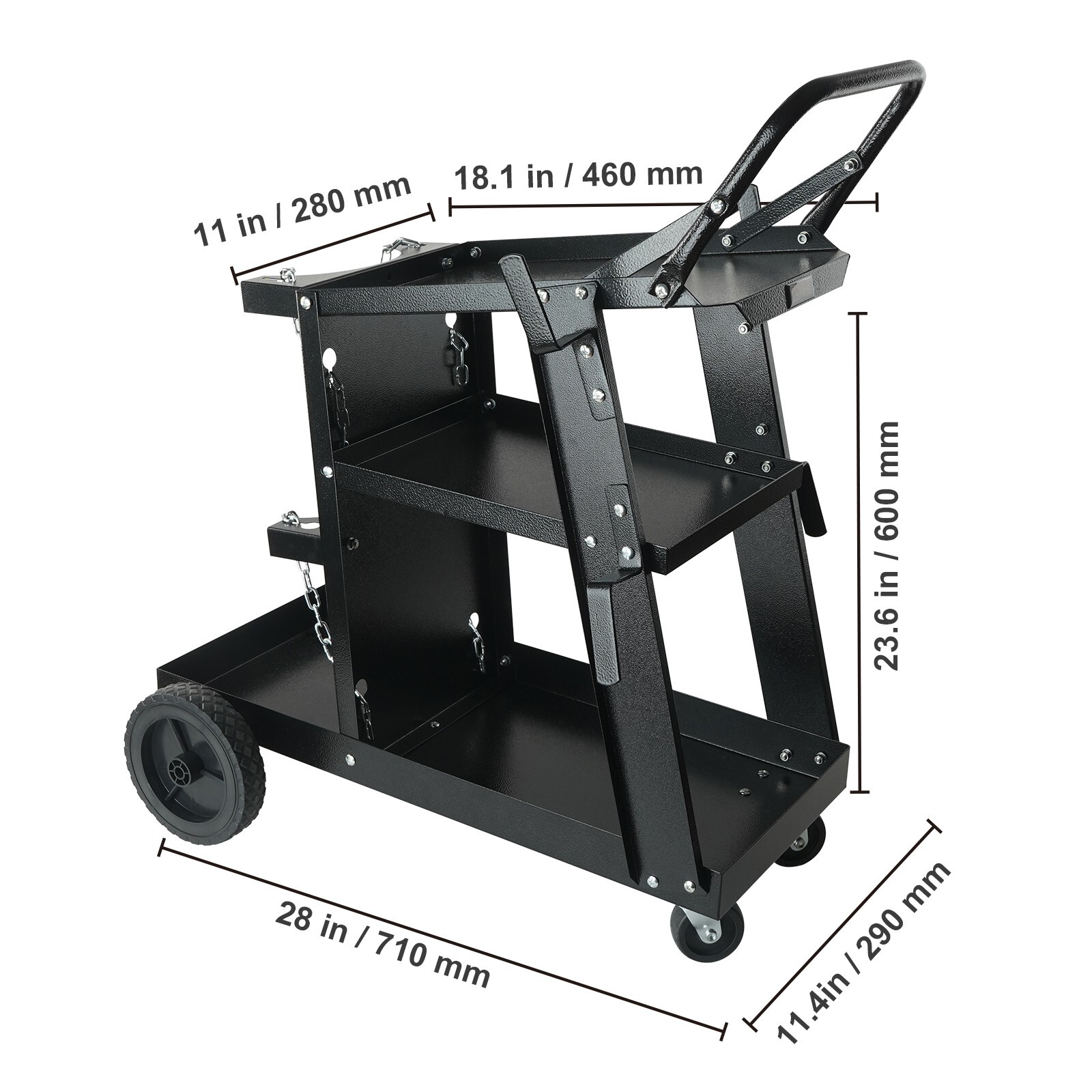 Welding Cart 3-Tier 400 LBS Welder Welding Cart with 360° Swivel Wheels