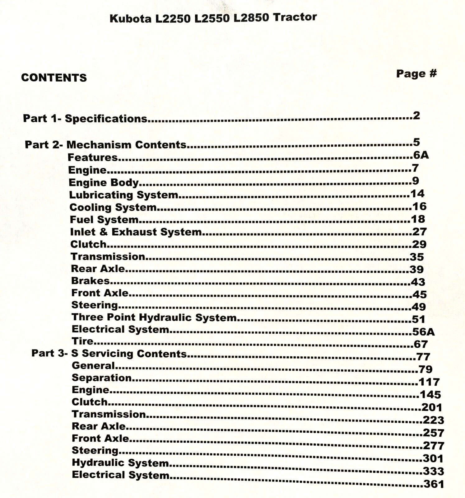 Kubota L2250 L2550 L2850 Tractor Service Repair Manual Shop Book Overhaul 452Pgs