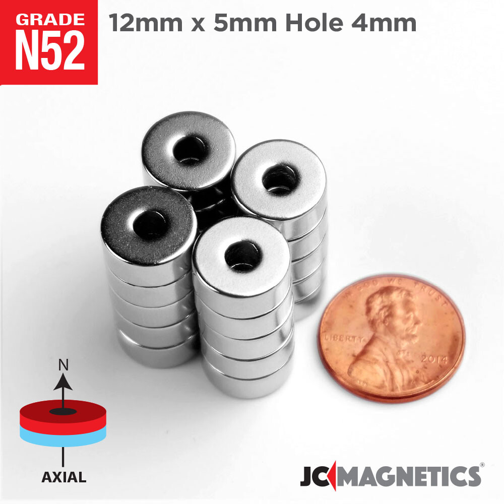 12mm x 5mm Hole 4mm N52 Strong Rare Earth Neodymium Magnet Rings 12x5mm H4mm