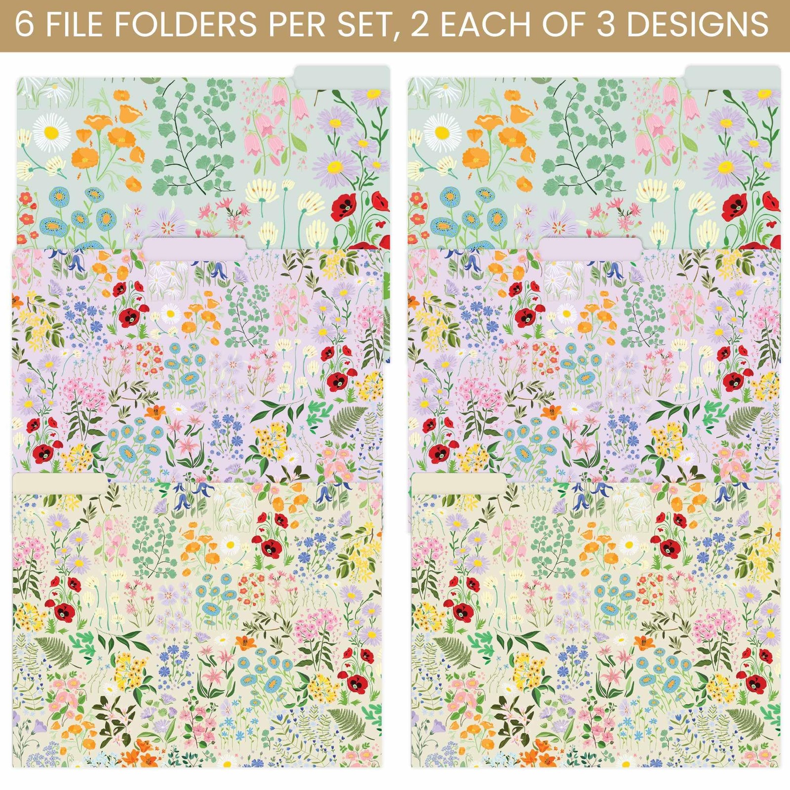 bloom daily planners Decorative File Folders – Set of 6 Pack, Garden Party
