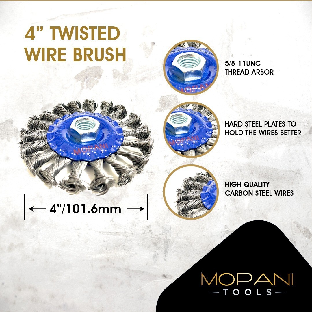 10Pcs Wheel Wire Brush 4-Inch (4″ Twisted/Knotted) 5/8″-11 UNC Angle Grinder