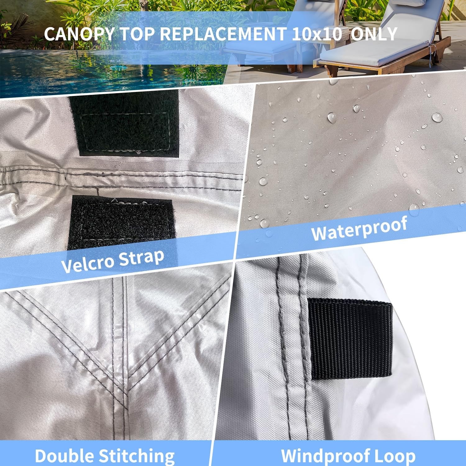 Josiviky 10X10 Canopy Replacement Top Pop Up Canopy Tent Replacement Covertop