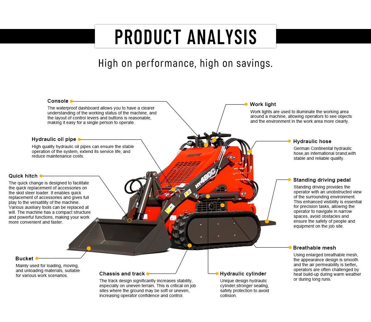 HUAYEE Free Shiping Crawler Mini Skid Steer Loader with EPA 23HP Engine in USA
