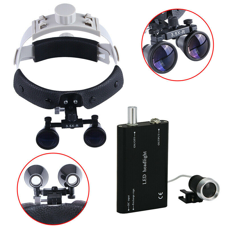 3.5X Dental Surgical Binocular Loupes Glasses Magnifier / Medical LED Headlight