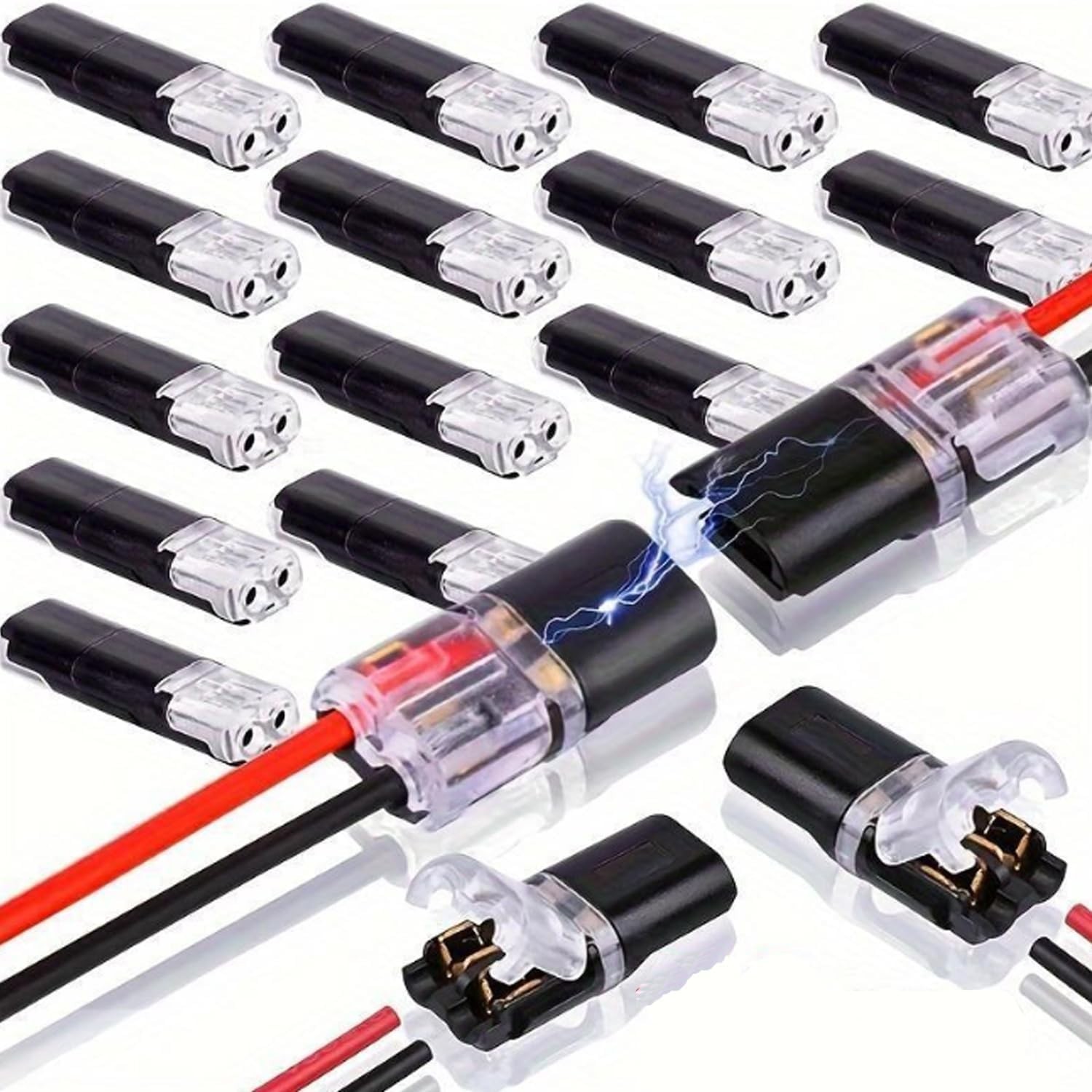 200pcs Double-Wire Plug-in Connector, Cable Clamp with Locking Buckle, AWG 18-22