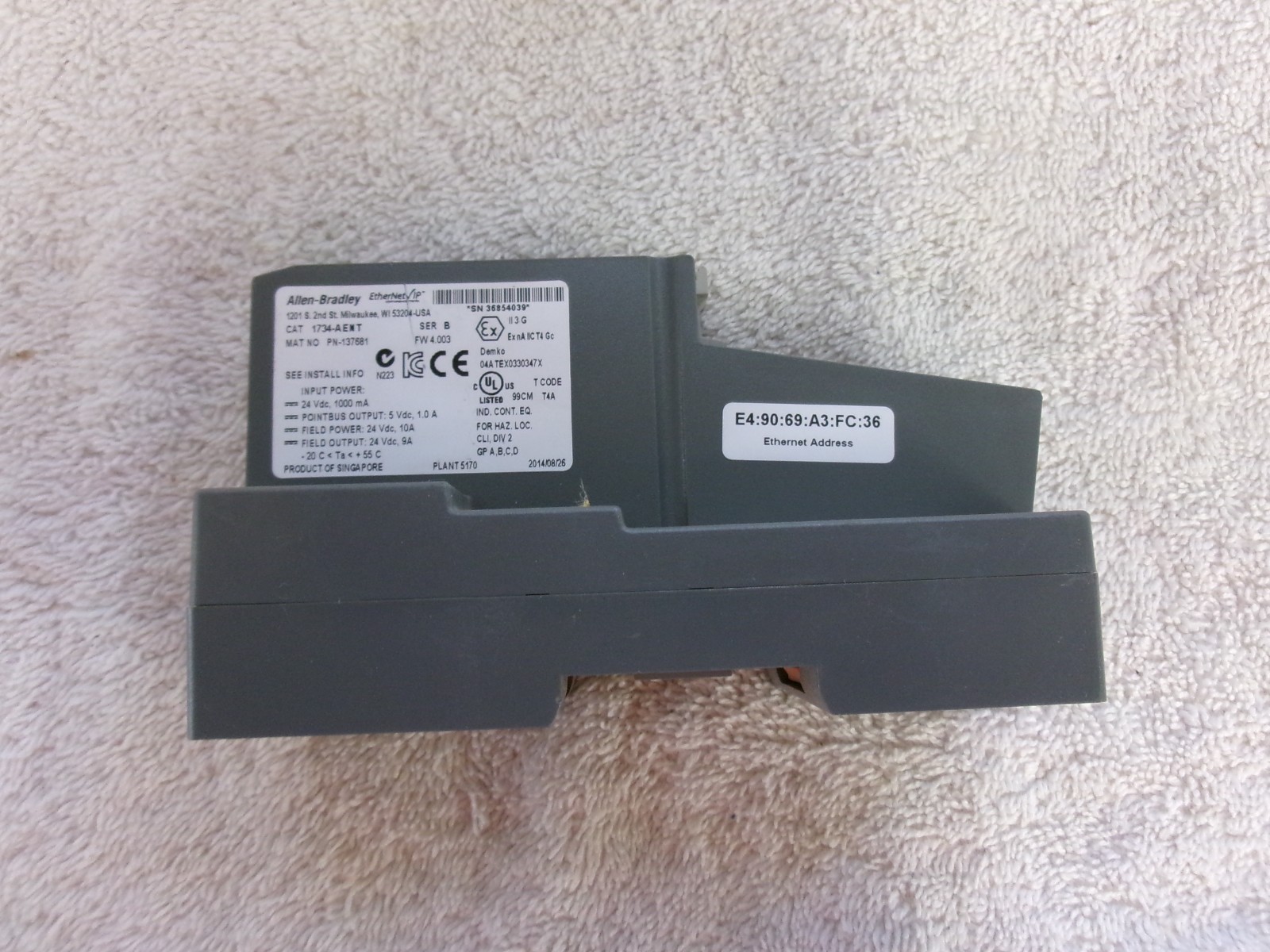 Allen Bradley Ethernet Adapter Module 1734-AENT