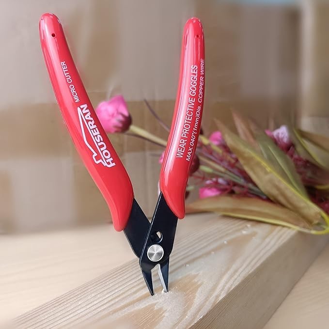 HOUSERAN Small Wire Cutters, 2 PACK, 5 Inch, Micro Flush Cutter, Snips 2 Pack